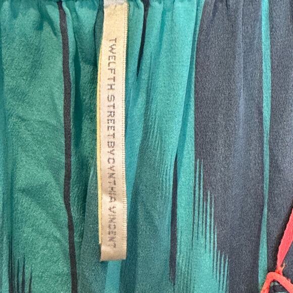 Twelfth Street by Cynthia Vincent Dress Women's Small Silk Maxi Teal Blue Green - Picture 7 of 7